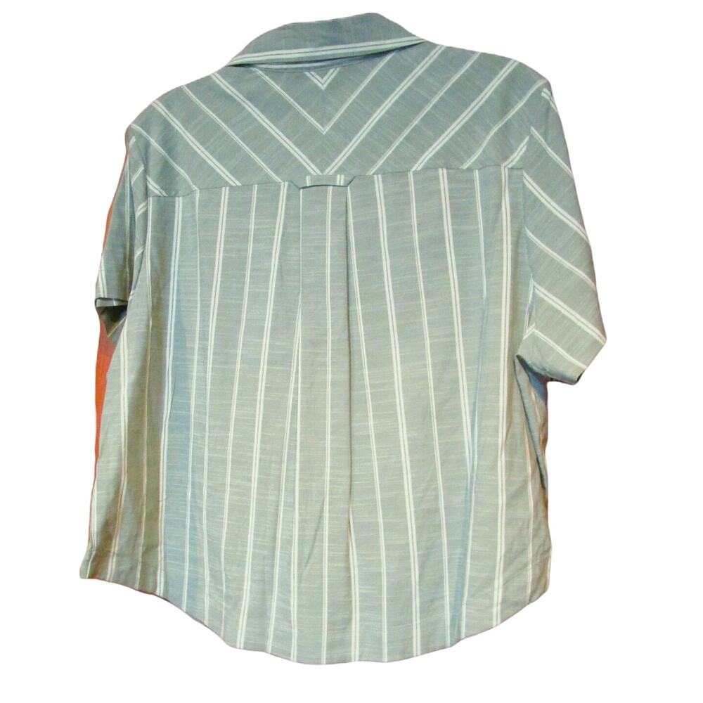 Auden Women's Sleepwear Pajama Top Green White Stripes Short Sleeves Size XL - Picture 3 of 8